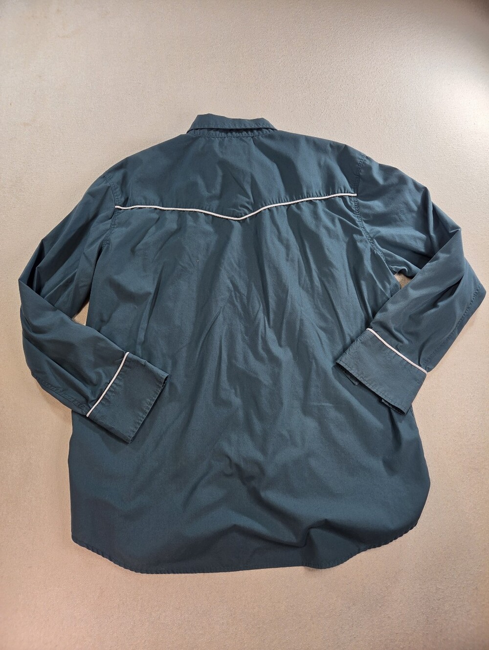High Noon XL Embroidered Teal Pearl Snap Western Cowboy Shirt - Picture 6 of 7